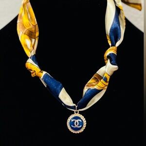 Chanel Zipper Pull Pendant Scarf Necklace